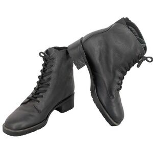 KHOMBU Womens Ankle Booties Size 8.5M Black Leather Lace Up Great Brazil